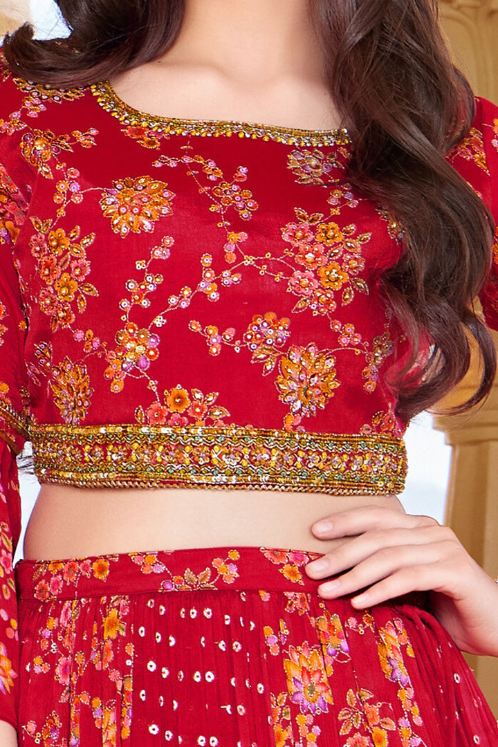 Rani Pink Stone, Beads and Sequins work Lehenga Choli for Girls