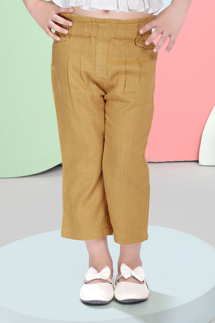 Half White with Mustard Culottes Set for Girls