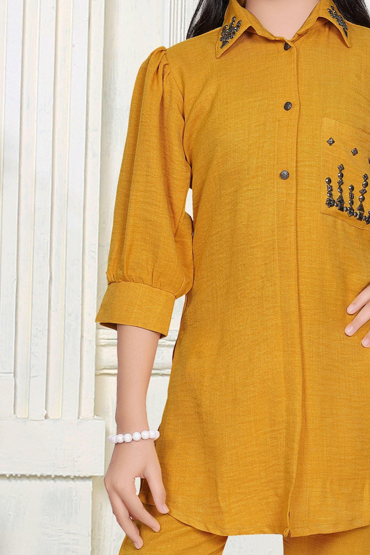 Mustard Soft Cotton Co-ord Set for Girls - Seasons Chennai