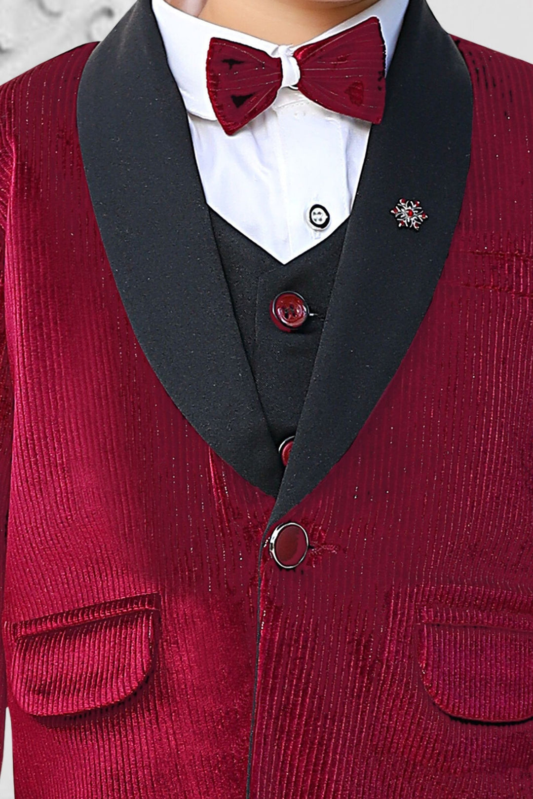 Maroon, White with Black Waist Coat and Set for Boys