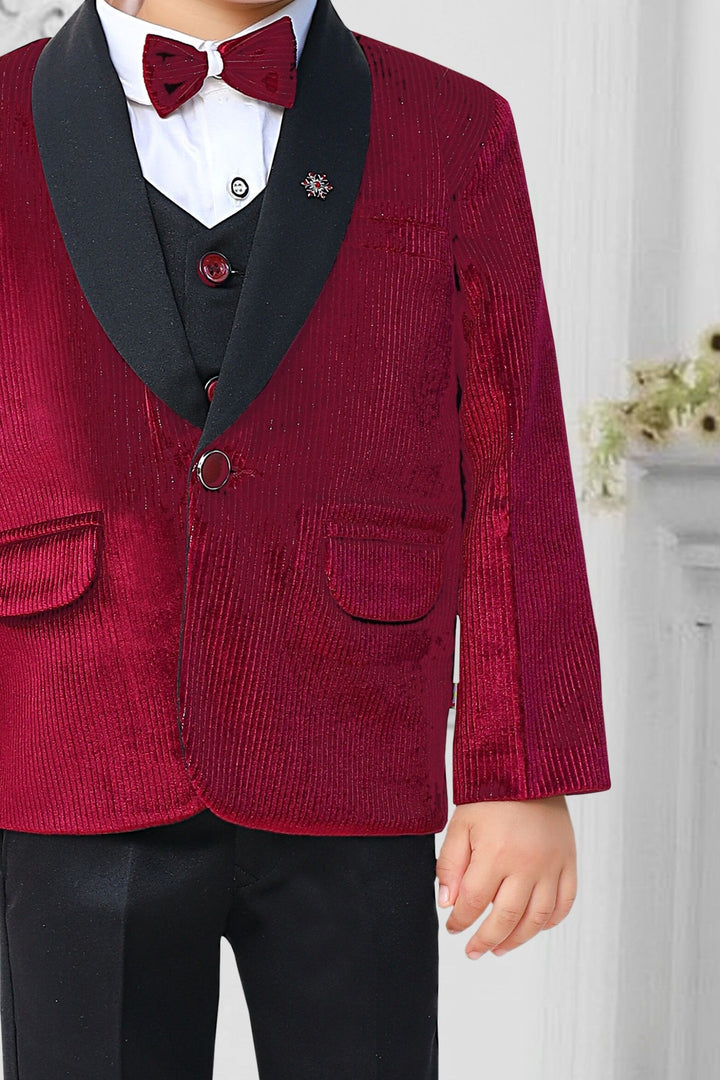 Maroon, White with Black Waist Coat and Set for Boys