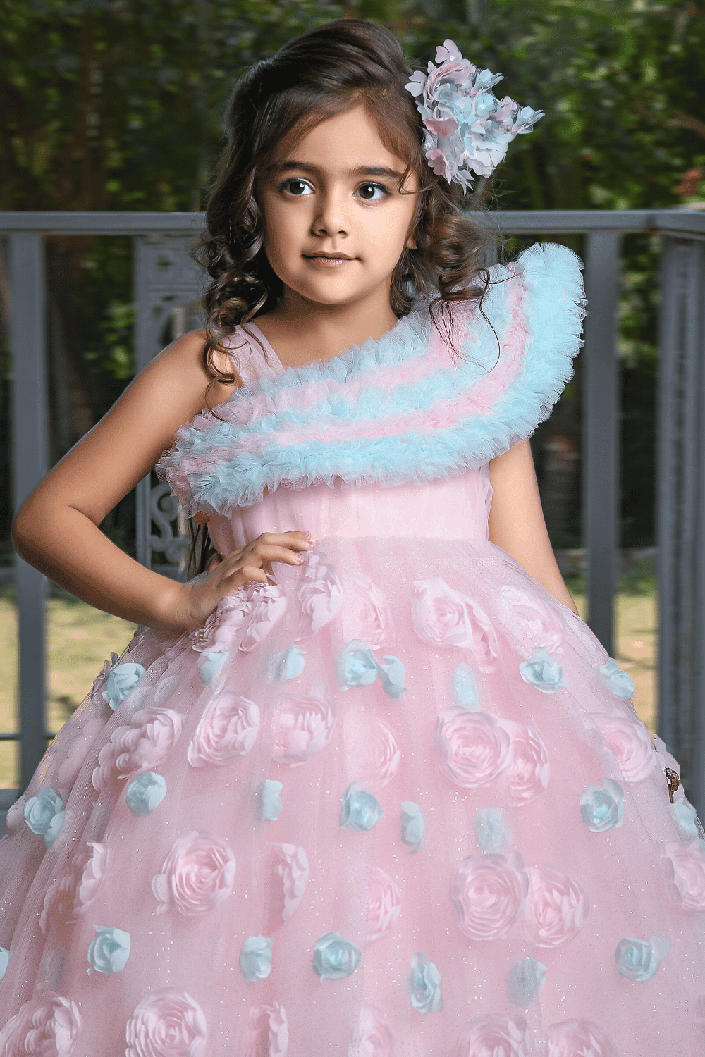 Baby Pink Handmade Flowers With Glittering Work Long Party Ball Gown F baby-pink-handmade-flowers-with-glittering-work-long-party-ball-gown-f