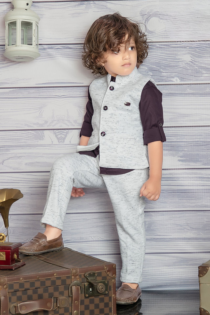 Half White with Wine Waist Coat and Set for Boys