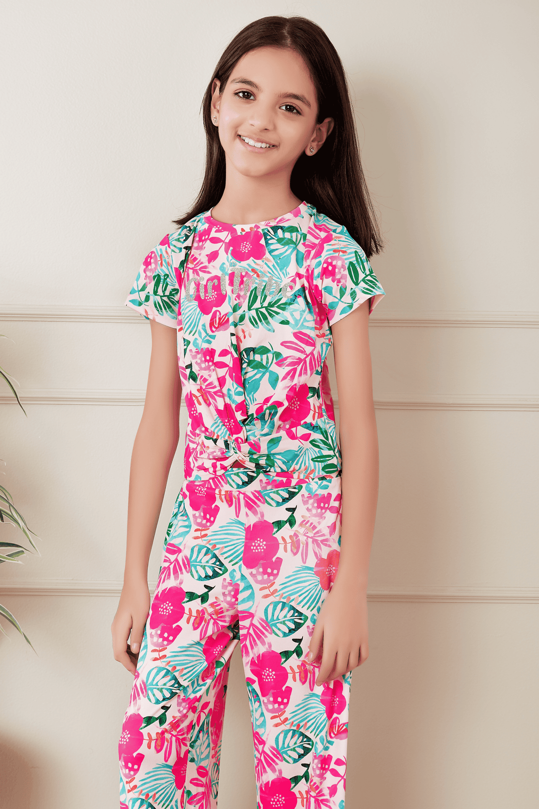 Pink with Multicolor Printed Co-ord Set for Girls - Seasons Chennai
