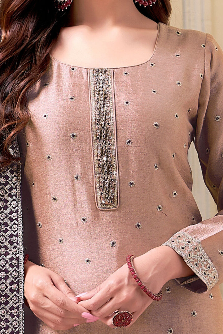 Onion Zari, Sequins, Mirror, Beads and Zardozi work Straight Cut Salwar Suit