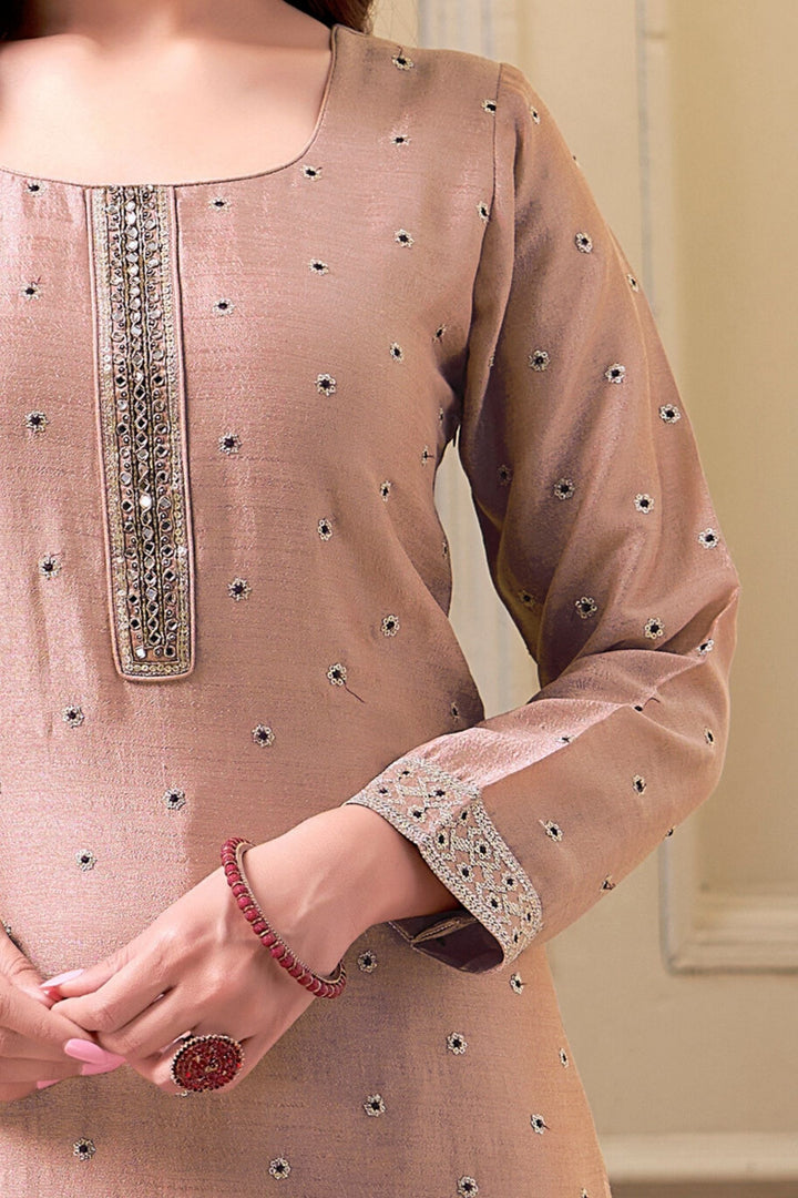Onion Zari, Sequins, Mirror, Beads and Zardozi work Straight Cut Salwar Suit