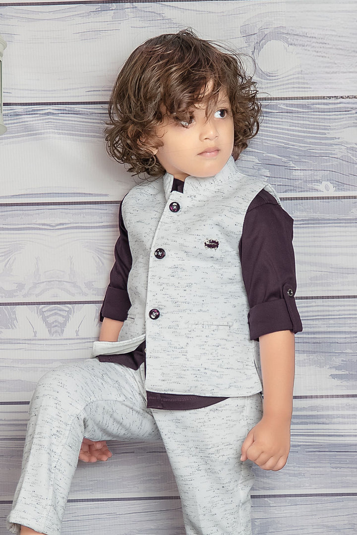 Half White with Wine Waist Coat and Set for Boys