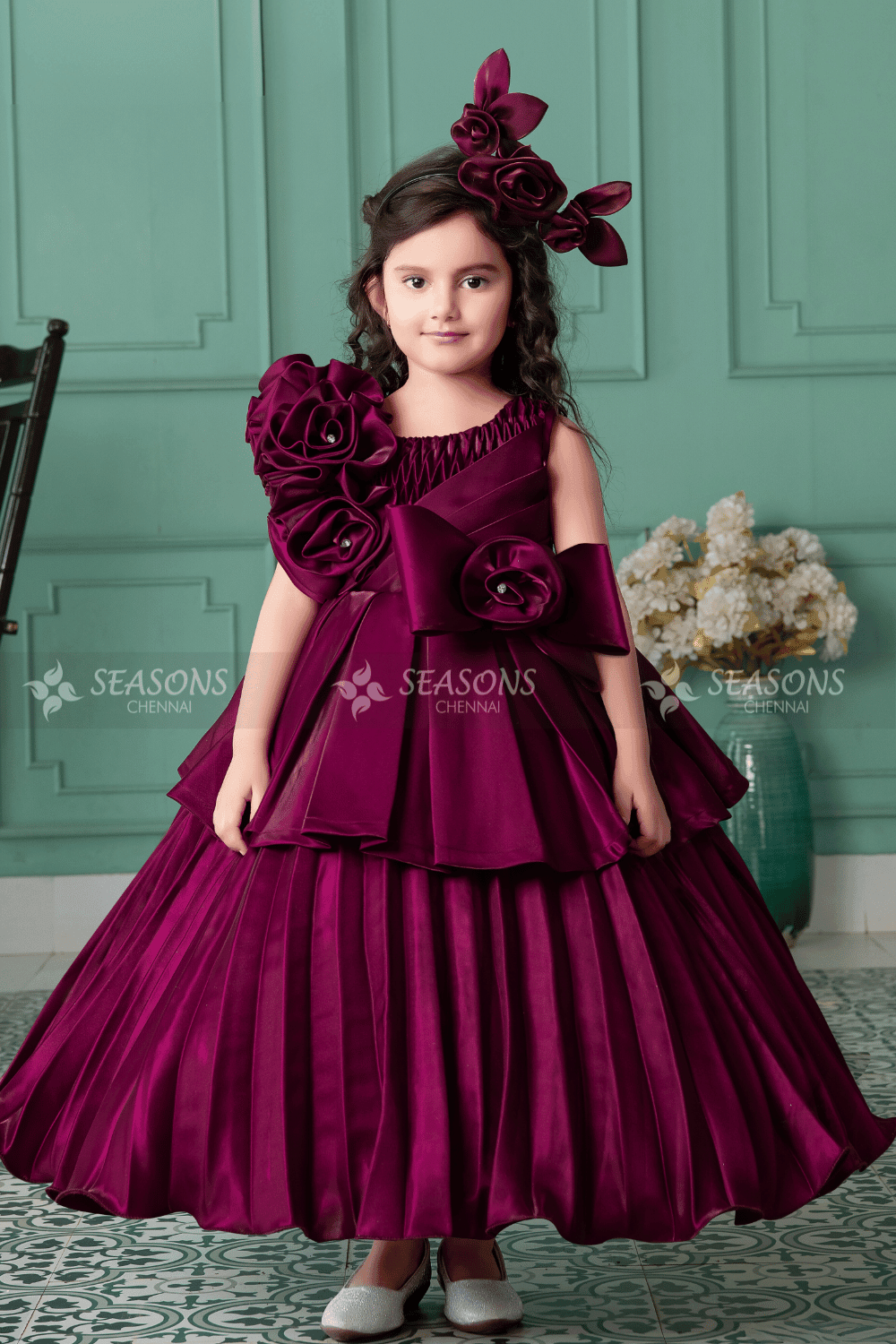Maroon top girls dresses