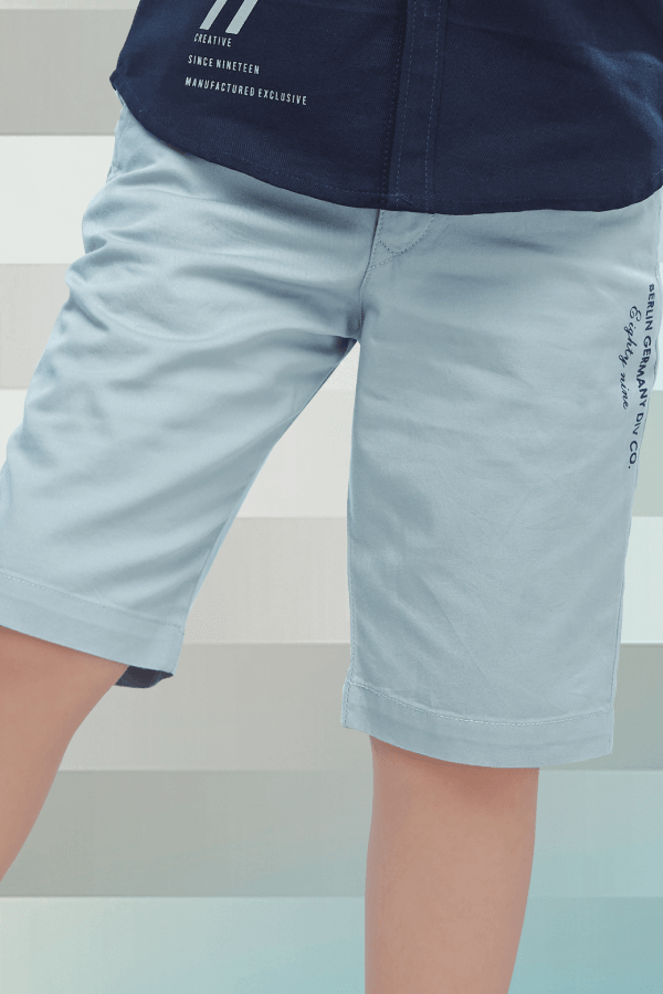 Navy Blue and Grey Casual wear Shorts and Shirt Set for Boys with Belt - Seasons Chennai