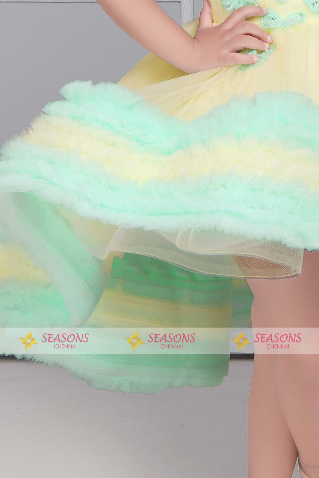 Lemon Yellow with Light Green Short Frock for Girls – Seasons Chennai