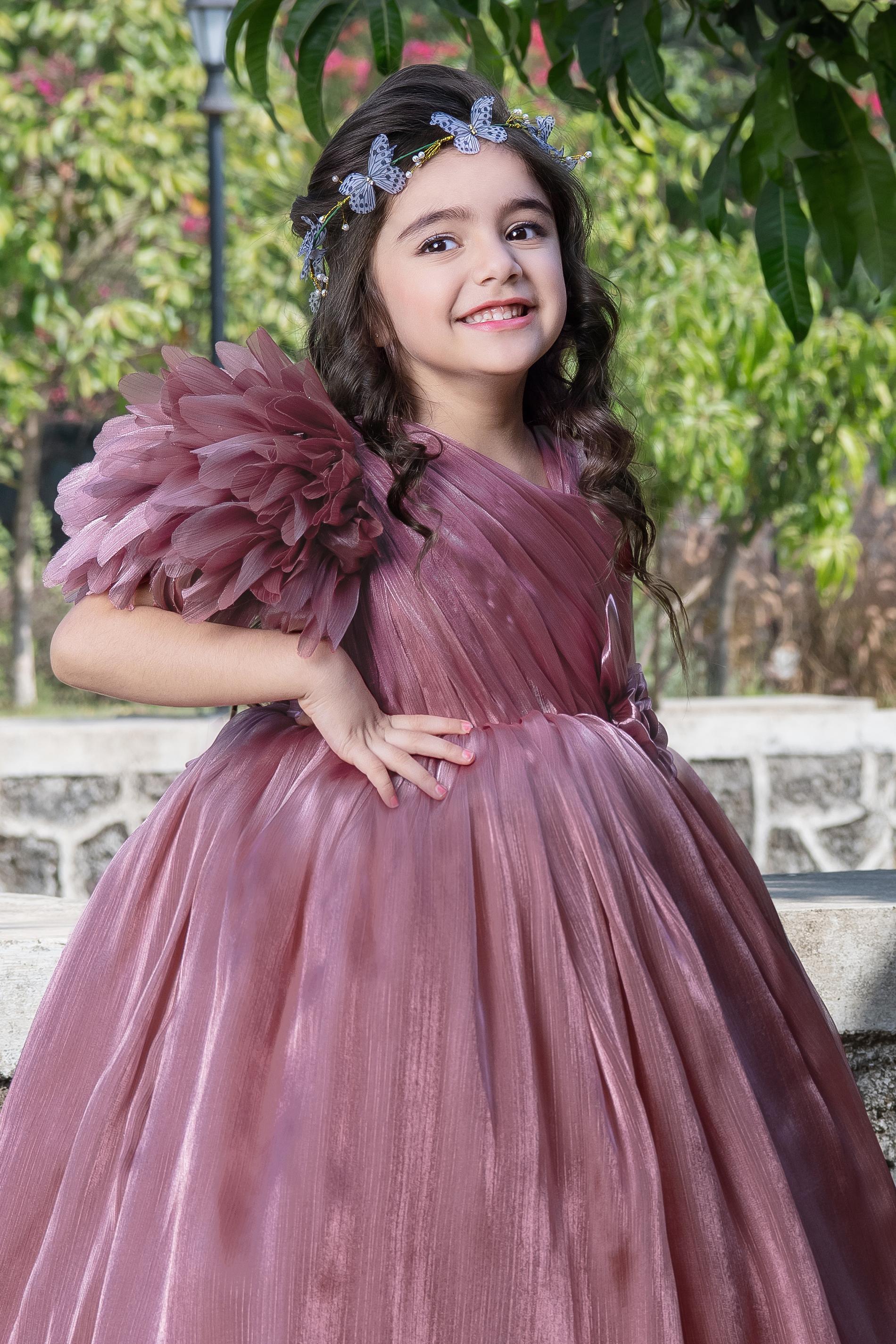 Maroon Satin Long Party Ball Gown for Girls – Seasons Chennai