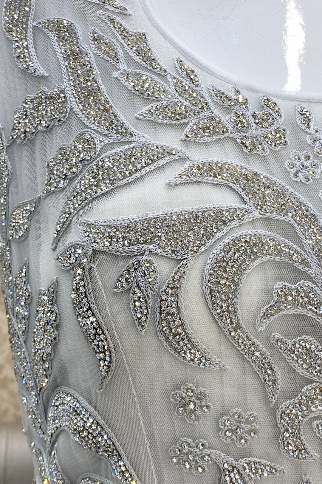 Ice Grey Bridal And Partywear Gown Embellished with Stonework