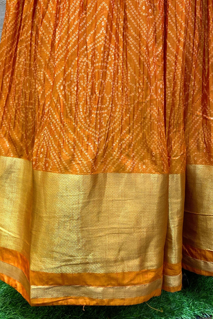Orange Zardozi and Bead work with Bandini Print Anarkali Suit - Seasons Chennai