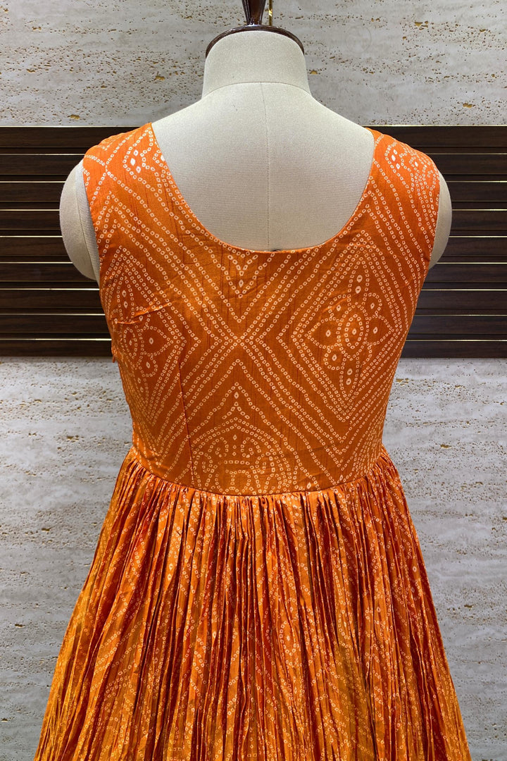 Orange Zardozi and Bead work with Bandini Print Anarkali Suit - Seasons Chennai