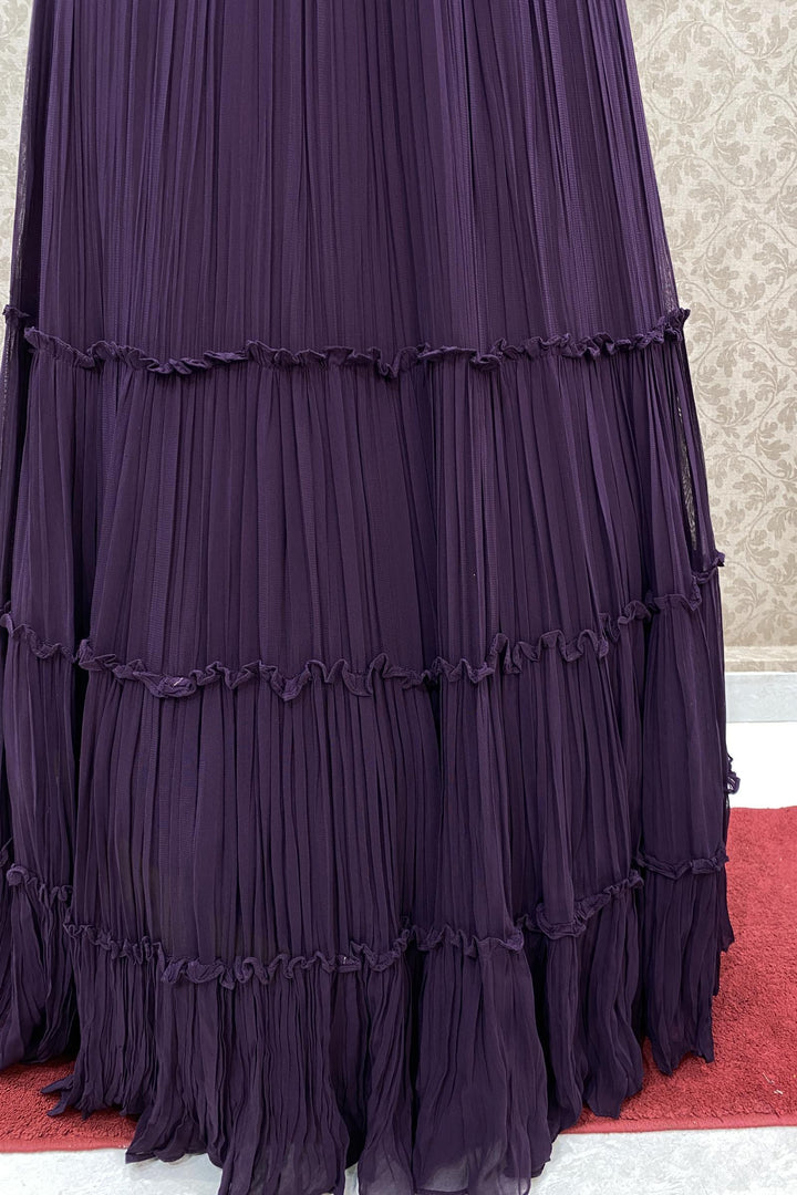 Purple Thread and Stone Work Floor Length Anarkali Suit - SeasonsChennai