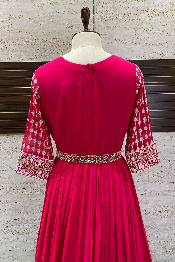 Pink Zardozi, Beads, Sequins and Thread work Floor Length Anarkali Suit - Seasons Chennai
