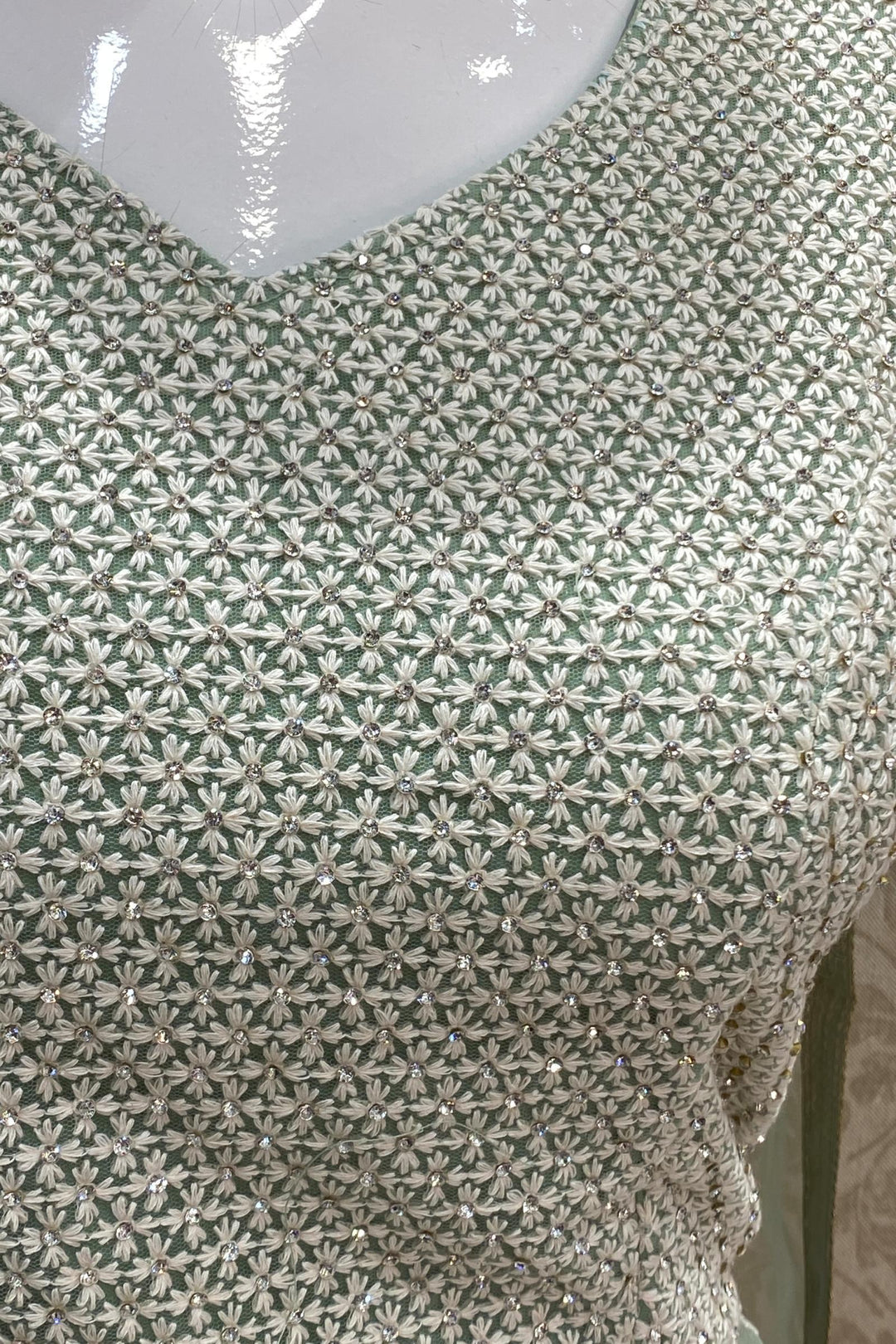 Apple Green Thread and Stone work Sharara Salwar Suit - Seasons Chennai
