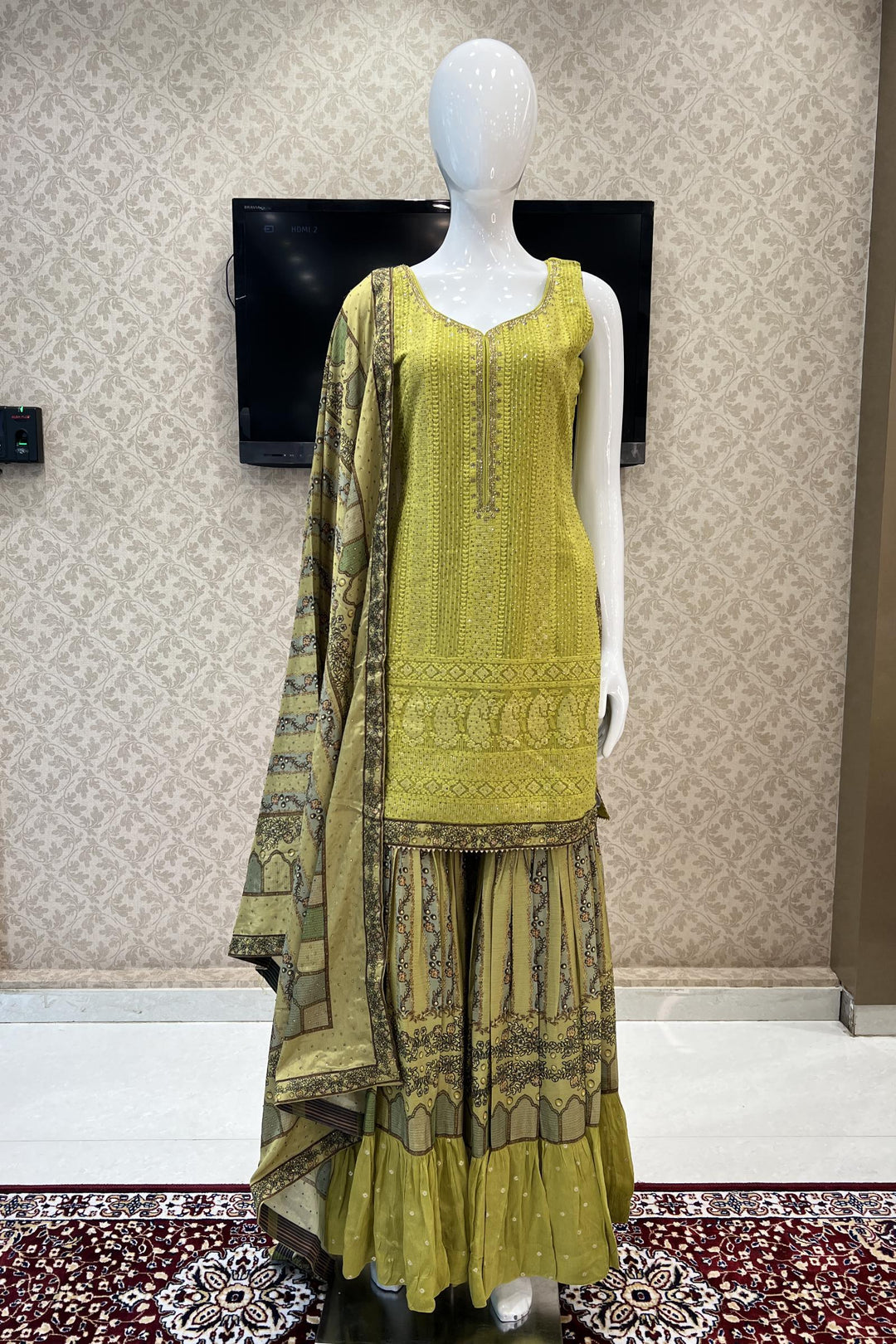 Liril Sequins, Stone and Thread work Sharara Suit Set - Seasons Chennai