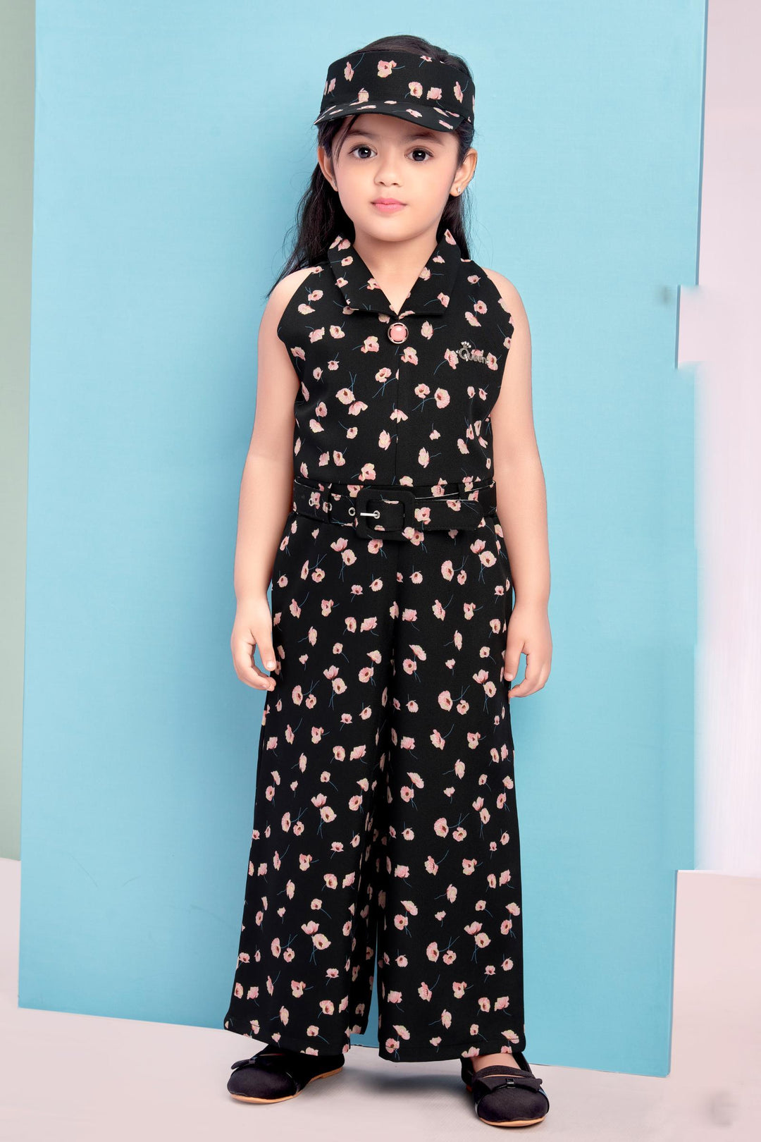 Black Floral Print Palazzo Jumpsuit for Girls - Seasons Chennai