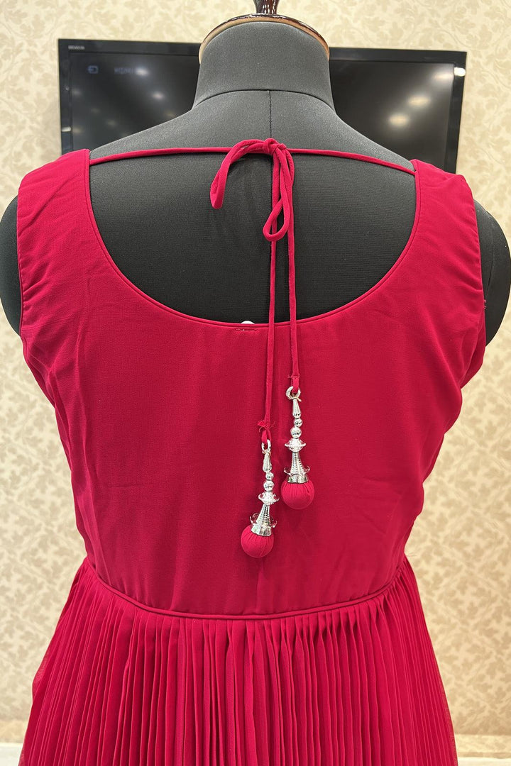 Rani Pink Beads, Thread and Sequins work Floor Length Anarkali Suit - Seasons Chennai