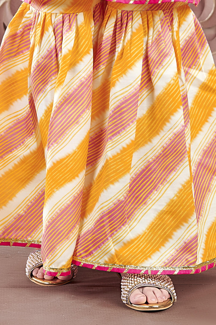 Yellow with Multicolor Digital Print and Zardozi work for Girls Sharara Suit Set - Seasons Chennai