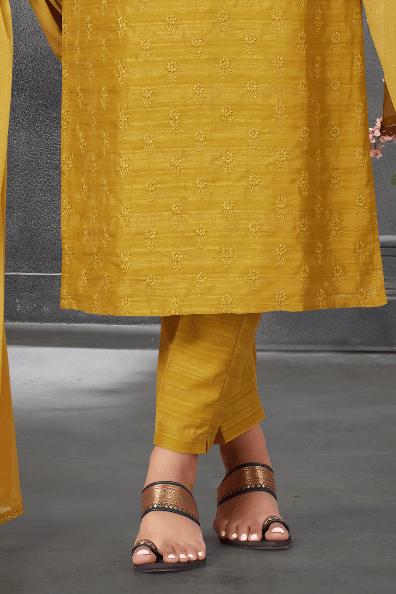 Green Floral Embroidery work Straight Cut Salwar Suit - Seasons Chennai