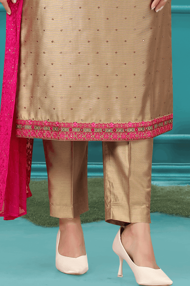 Gold Thread and Sequins work Straight Cut Salwar Suit - Seasons Chennai