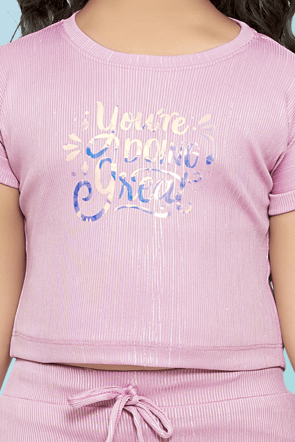 Lilac Printed Tops and Divider Skirt For Girls - Seasons Chennai