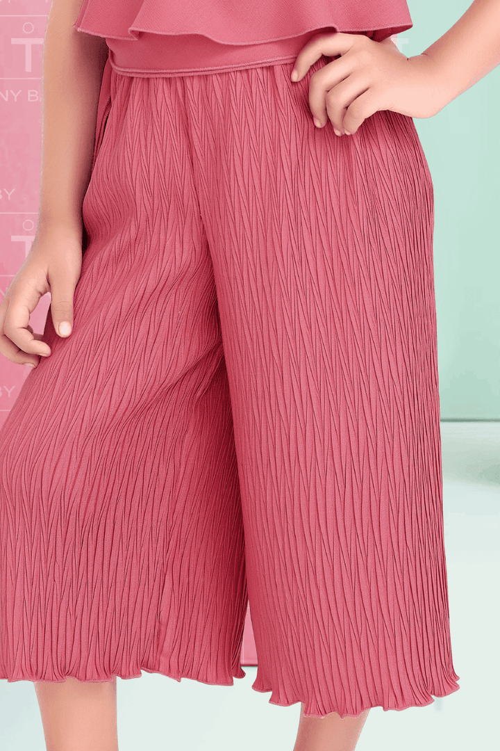 Coral Pink Culottes Jumpsuit for Girls - Seasons Chennai