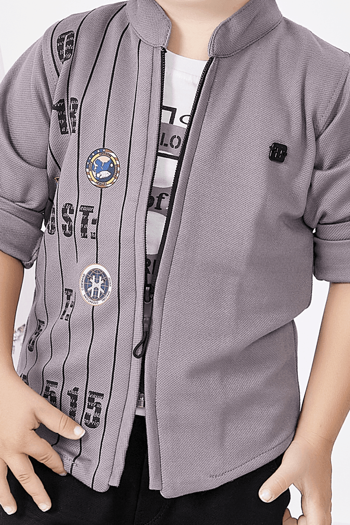 Lavender Blazer with White T-Shirt and Black Jeans Pant Set for Boys - Seasons Chennai