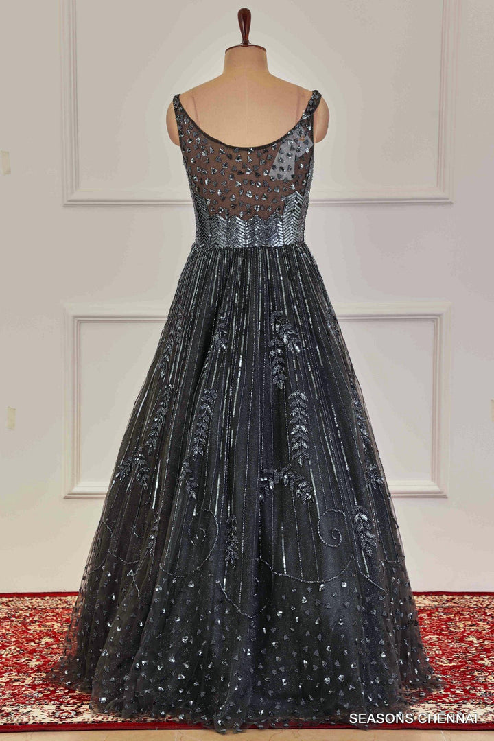Grey Sequins and Beads work Bridal and Partywear Gown - Seasons Chennai