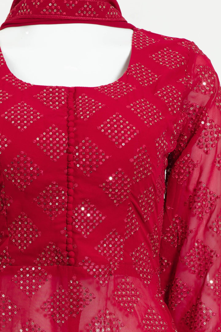 Rani Pink Sequins and Thread work Palazzo Suit Set - Seasons Chennai