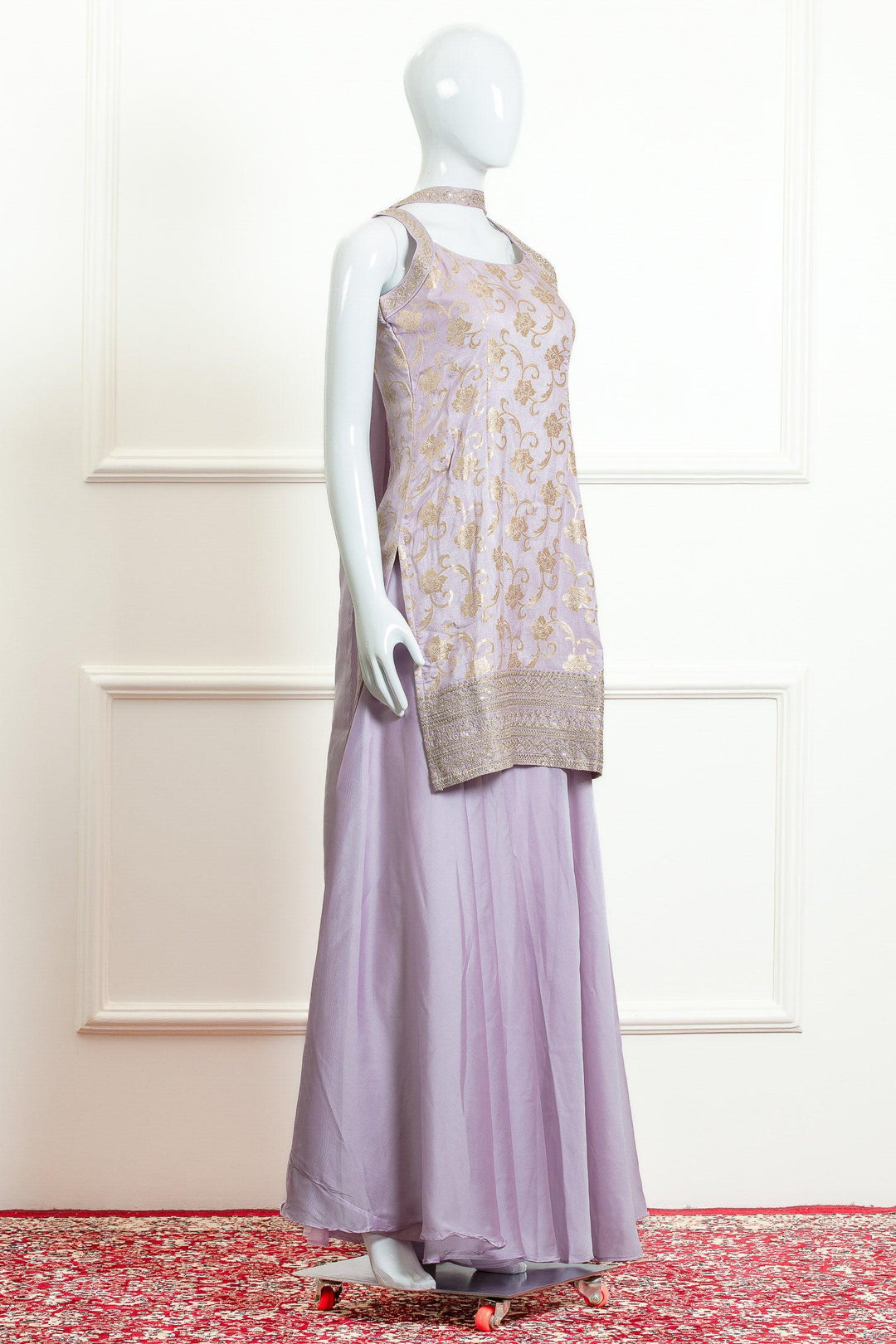 Lavender Banaras, Zari and Sequins work Palazzo Suit Set - Seasons Chennai