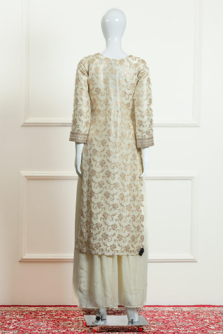 Cream Banaras, Zari and Sequins work Palazzo Suit Set - Seasons Chennai